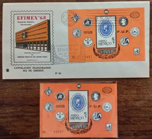 Mexico 1968 airpost EFIMEX cover FDC and souvenir sheet stamp good as seen