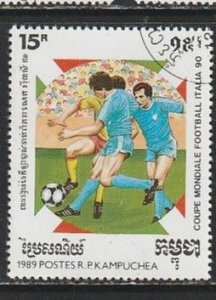 1989 Cambodia - Sc 925 - used VF - 1 single - World Cup Soccer