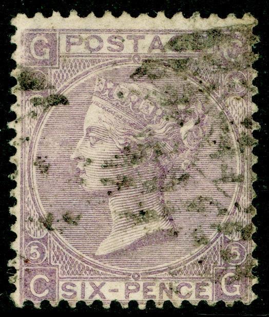 SG97, 6d lilac PLATE 5, USED. Cat £100. CG