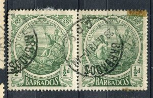 BARBADOS; 1938 early Seal issue fine used 1/2d. Pair