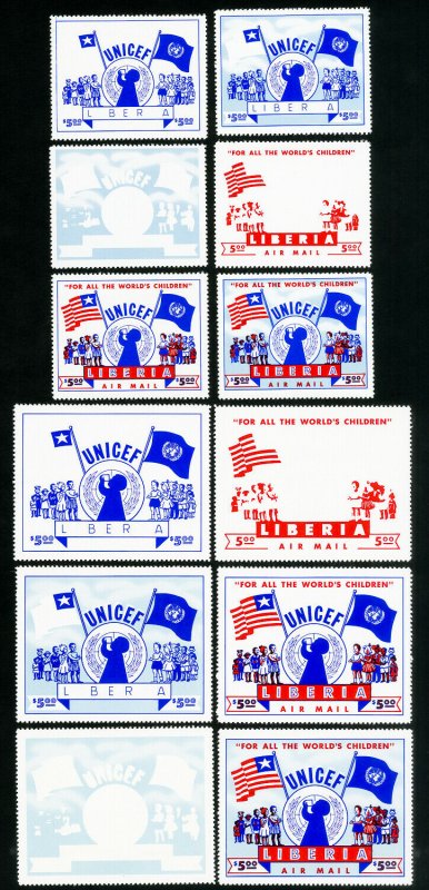 Liberia Stamps # C77 XF 12 rare UNICEF series w/ all different proofs and sizes