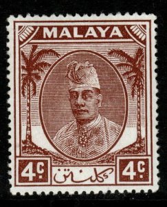 MALAYA KELANTAN SG64 1951 4c BROWN MNH