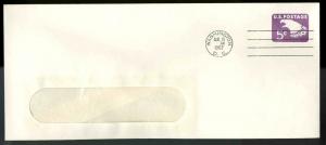 US FDC #U550a 5c Eagle Washington, DC Window Envelope With Bar Tagging First Day