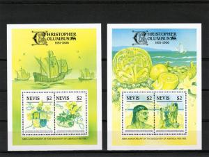  500th.Ann.Discovery America 3 S/S Green  Sc.465/7 Nevis MNH