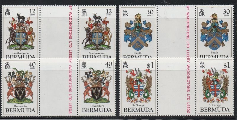 Bermuda Sc 457-60 1984 Coats of Arms stamp set gutter pair mint NH