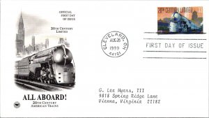 FDC 1999 SC #3337a 20th Century Limited - Cleveland, Oh - Single - J2358