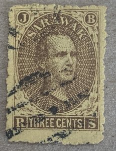 Sarawak 1869 3c with barred oval cancel.   Scott 1, CV $240.00. SG 1