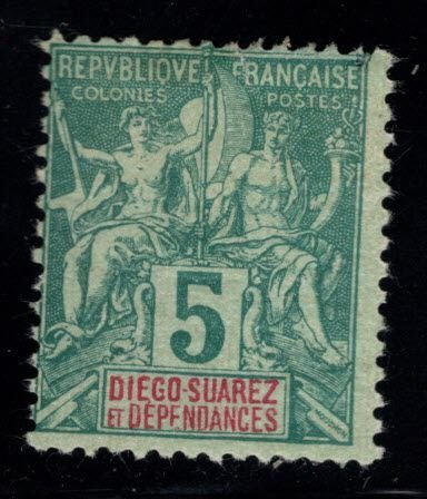 Diego-Suarez Scott 28 MH*  stamp hinge remnant in gum.