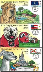 US Collins FDC SC#4283-4292 Flags Of Our Nation Dogs