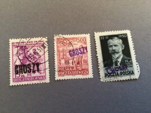 Poland 1950 post office congres Groszy district overprints used stamps Ref 62062