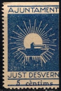 1937 Spain Civil War Charity Poster Stamp 5 Cent Sant Just Desvern Town Hall
