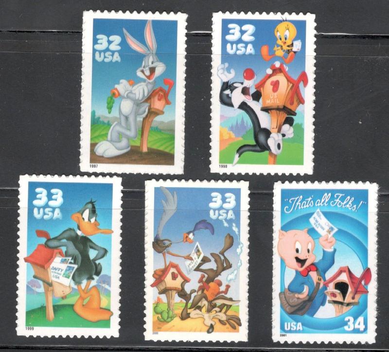 3137a-3204a-3306a-3391a-3534a Looney Tunes Complete Set Of 5 Mint/nh (A-46)