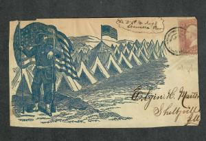 Soldier, Camp+Flags Chawalla TN M/S Front Only Scarce Union Patriotic Cover