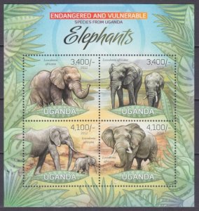 2012 Uganda 2965-2968KL Fauna - Elephants 13,00 €