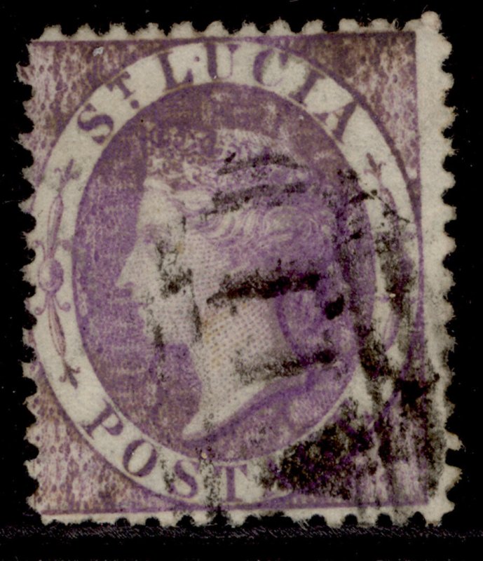 ST. LUCIA QV SG13, (6d) violet, USED. Cat £42.