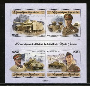 TOGO 2023 80th ANNIVERSARY OF THE START OF BATTLE OF MONTE CASINO SHEET MINT NH