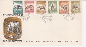 Indonesia # 473-478, Wild Animals, First Day Cover