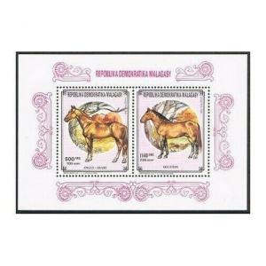 Malagasy 1026-1027a deluxe sheet,MNH.Michel Bl.171. Horses 1991.