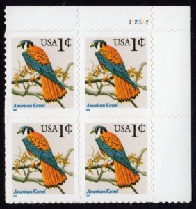 Scott #3031A 2000 American Kestrel Plate Block of 4 Stamps - MNH (UR)