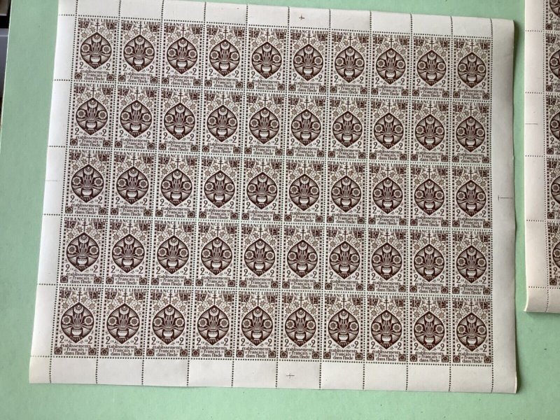 French India 1942 Lotus flower full mint never hinged stamps sheet folded A4259