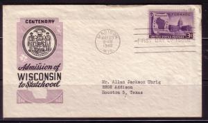 U.S. FDC Sc. # 957 Wisconsin Unknown Cachet 