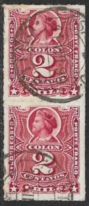 CHILE 1894 2c COLUMBUS Portrait Issue Pair Sc 38 VFU