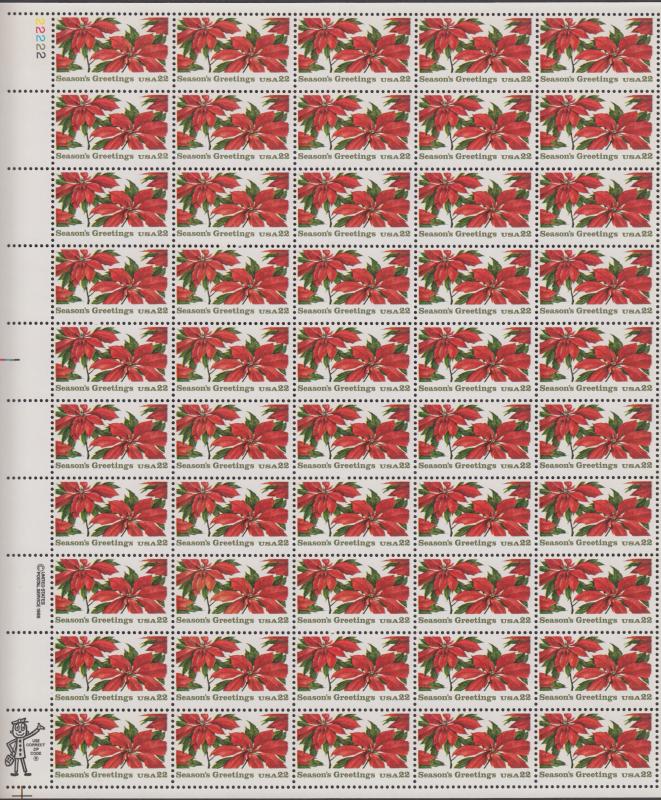 US #2166   Poinsettias  Full sheet of 50  MNH