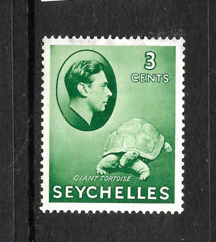 SEYCHELLES  1938  3c GREEN  KGVI PICTORIAL   MLH  SG 136