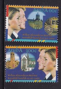 Aruba   #215-216  MNH   2002   Royal wedding