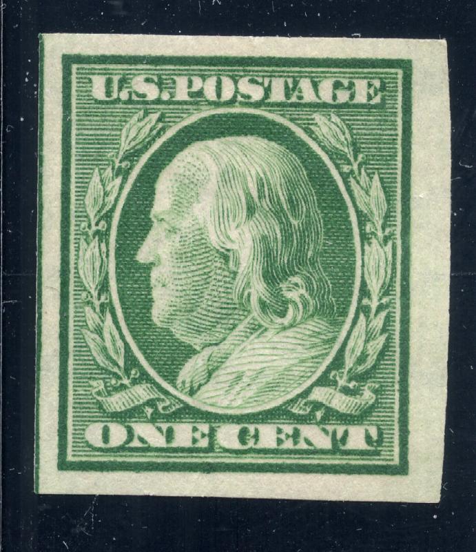 U.S.A./ 1908/ Scott #343/ Green Ben Franklin/ Imperf./ MH