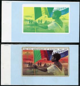 LESOTHO 1952 SCOUTS PROOF BOOKLET PROGRESSIVE COLORS PRINTED ON CARD