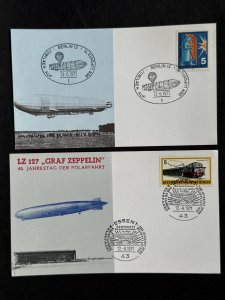 1971 West Germany 2 Postcards with Zeppelin Airship Commemorative Cancels