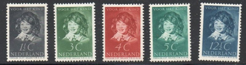 Netherlands Sc B98-102 1937 Child Welfare stamp set mint