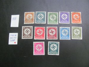 Germany 1938 USED  MI. 144-154 OFFICIAL SET  XF 60 EUROS (183)