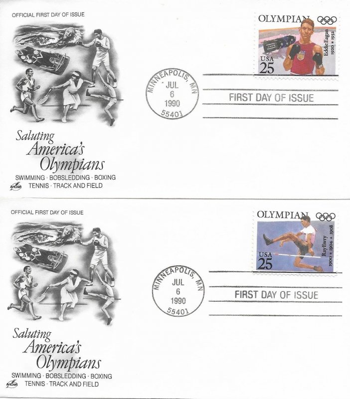 1990 FDC, #2497-2500, 25c Olympics, Art Craft (4)