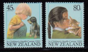 New Zealand 1993 MNH #B143-#B144 Boy and puppy, Girl and kitten