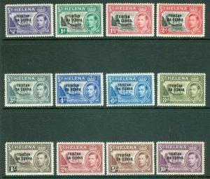 SG 1-12 Tristan Da Cunha 1952 Definitive set. Pristine unmounted mint CAT £140