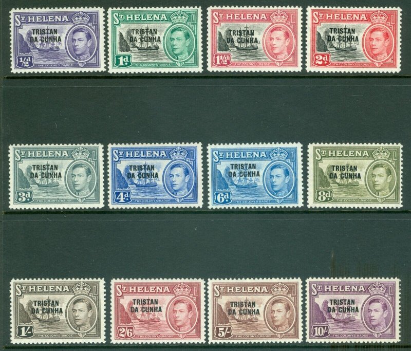 SG 1-12 Tristan Da Cunha 1952 Definitive set. Pristine unmounted mint CAT £140