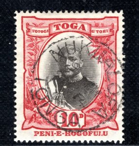 TONGA Stamp SG.49var 10d *WMK INVERTED* Variety 1908 CDS Used Cat £48+ BBLUE56