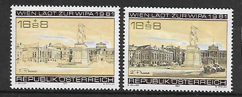 AUSTRIA  B343-344  MNH  HEROES SQUARE VIENNA SET