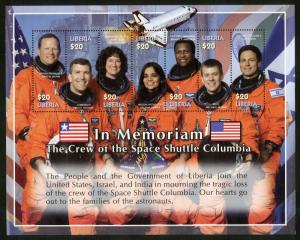 LIBERIA 25939 MNH S/S BIN $7.50 MEMORIUM FOR SPACE SHUTTLE COLUMBIA