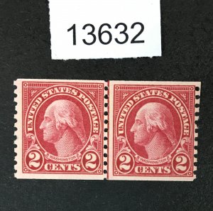 MOMEN: US STAMPS # 599 LINE PAIR MINT OG NH LOT #13632