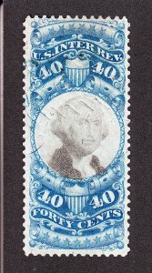 US R114 40c Second Issue Internal Revenue Used VF w/ Cut Cancel SCV $50