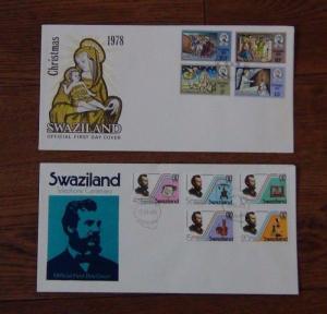 Swaziland 11 FDC 1976 1979 coins Gold Fußball Handicrafts Telephone Postfiliale