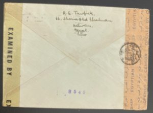 1944 Cairo Egypt Dual Censored Cover To Seattle WA Usa