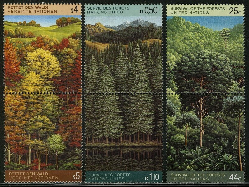 UN 1988, Forest, Save the forest pairs VF MNH, Mi cat 20€