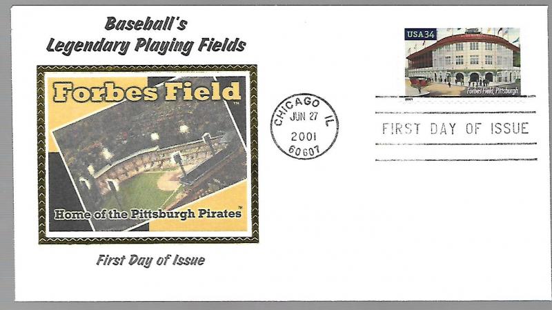 US  3515   FDC FORBES FIELD , PITTSBURG, COLORANO SILK