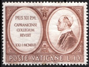 Vatican City SC#224 10£ Pope Pius XII (1957) MNH