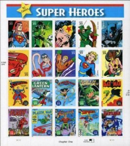 2006 39c DC Comics Super Heroes, Batman, Sheet of 20 Scott 4084 Mint F/VF NH