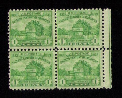 US Sc 728 MNH Zip Block Of (4) Four F-VFHinged On 2 Only.Read Notes..